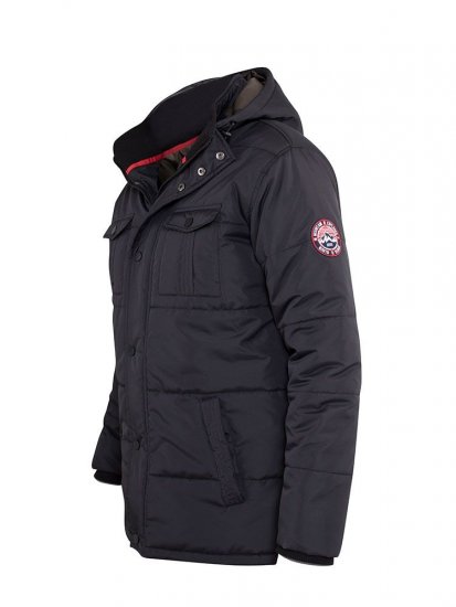 D555 Lonsdale Parka Style Jacket With Embroidery Patch On Sleeve Black - Jakne - Muške Jakne Veliki Brojevi