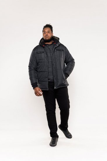 D555 Lonsdale Parka Style Jacket With Embroidery Patch On Sleeve Black - Jakne - Muške Jakne Veliki Brojevi