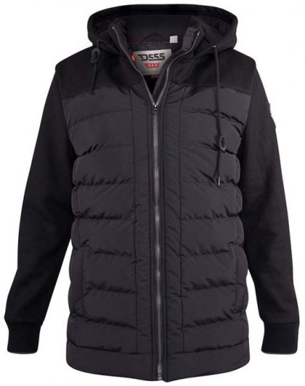 D555 Hampshire Hooded Quilted Jacket Black - Jakne - Muške Jakne Veliki Brojevi