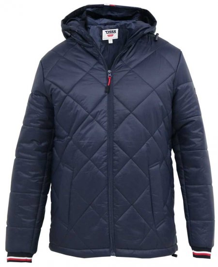 D555 Angus Diamond Quilted Puffer Jacket Navy - Jakne - Muške Jakne Veliki Brojevi