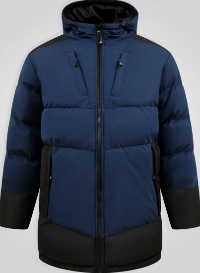 D555 Hank Ripstop Contrast Panelled Padded Hooded Jacket Tamnoplava - Jakne - Muške Jakne Veliki Brojevi