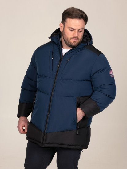 D555 Hank Ripstop Contrast Panelled Padded Hooded Jacket Tamnoplava - Jakne - Muške Jakne Veliki Brojevi