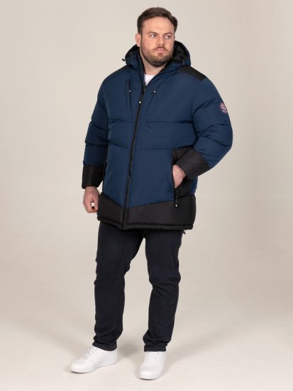 D555 Hank Ripstop Contrast Panelled Padded Hooded Jacket Tamnoplava - Jakne - Muške Jakne Veliki Brojevi