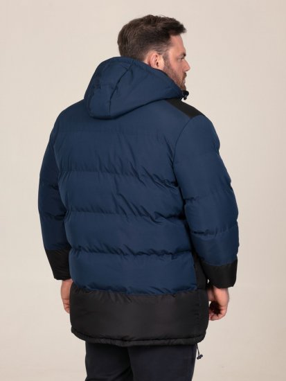 D555 Hank Ripstop Contrast Panelled Padded Hooded Jacket Tamnoplava - Jakne - Muške Jakne Veliki Brojevi