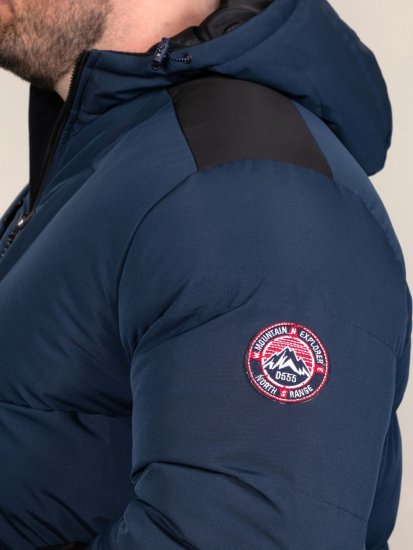 D555 Hank Ripstop Contrast Panelled Padded Hooded Jacket Tamnoplava - Jakne - Muške Jakne Veliki Brojevi