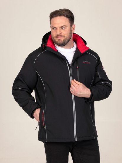 D555 Jamie Soft Shell Detachable Hood Padded Jacket Crna - Jakne - Muške Jakne Veliki Brojevi