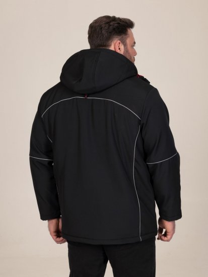 D555 Jamie Soft Shell Detachable Hood Padded Jacket Crna - Jakne - Muške Jakne Veliki Brojevi