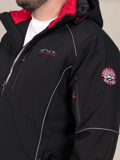 D555 Jamie Soft Shell Detachable Hood Padded Jacket Crna - Jakne - Muške Jakne Veliki Brojevi