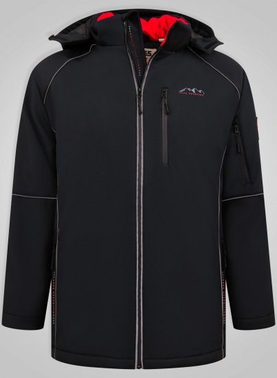 D555 Jamie Soft Shell Detachable Hood Padded Jacket Crna TALL - TALL jakne - TALL jakne za visoke muškarce
