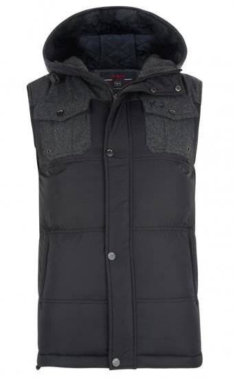 Kam Jeans Hooded Bodywarmer Black - Jakne - Muške Jakne Veliki Brojevi