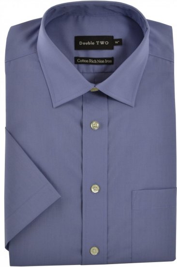 Double TWO Non-Iron Poplin Short Sleeve Violet - Košulje - Muške Košulje Veliki Brojevi