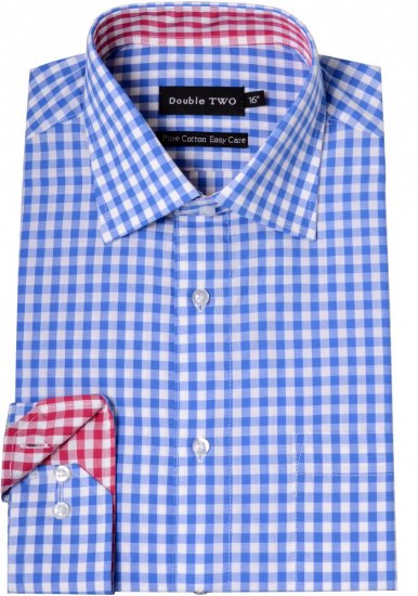Double TWO Formal Shirt 3577 Blue L/S - Košulje - Muške Košulje Veliki Brojevi