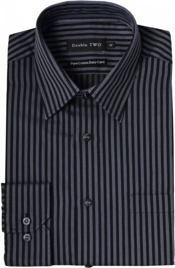 Double TWO Formal Shirt 3586 Grey L/S - Košulje - Muške Košulje Veliki Brojevi