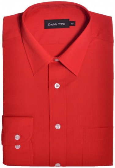 Double TWO Classic Easy Care Long Sleeve Red - Košulje - Muške Košulje Veliki Brojevi