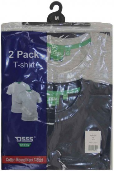 D555 Fenton 2-pack Navy/Grey T-shirt - Majice Kratkih Rukava - Muške Majice Kratkih Rukava Veliki Brojevi 