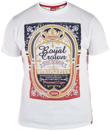 D555 Roderick White T-shirt - Majice Kratkih Rukava - Muške Majice Kratkih Rukava Veliki Brojevi 
