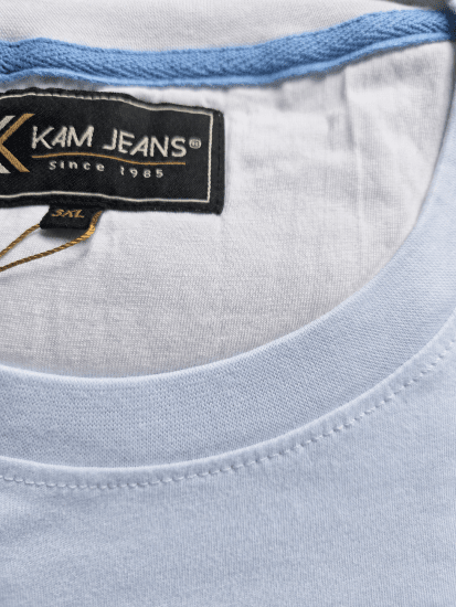 Kam Jeans 5780 Cut And Sew Panel T-Shirt Navy - Majice Kratkih Rukava - Muške Majice Kratkih Rukava Veliki Brojevi 