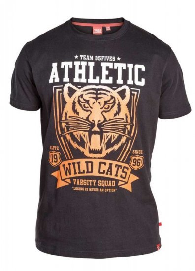 D555 STACY "Wild Cats" T-Shirt Black - Majice Kratkih Rukava - Muške Majice Kratkih Rukava Veliki Brojevi 