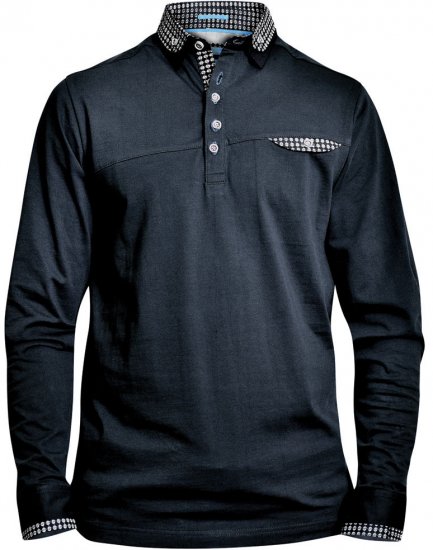 D555 REMUS Long Sleeve Polo Shirt Black - Polo majice - Muške Polo Majice Veliki Brojevi