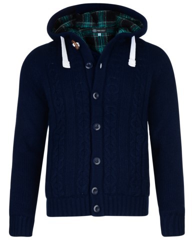 Kam Jeans Padded Knitted Cardigan Navy - Puloveri & dukserice - Muške Puloveri & dukserice veliki brojevi