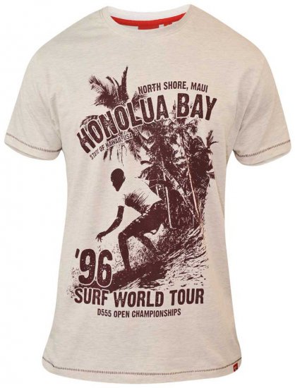 D555 CLAYTON Honolua Bay T-shirt White Marl - Majice Kratkih Rukava - Muške Majice Kratkih Rukava Veliki Brojevi 