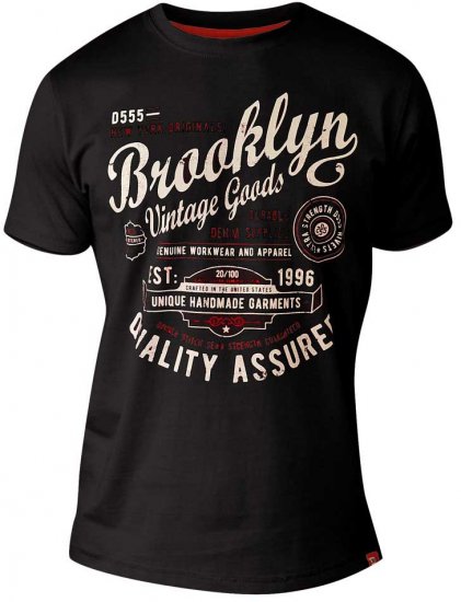 D555 NEAL Brooklyn Crew Neck T-Shirt Black - Majice Kratkih Rukava - Muške Majice Kratkih Rukava Veliki Brojevi 