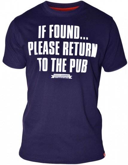 D555 SIMON 'Return To The Pub' T-Shirt Navy - Majice Kratkih Rukava - Muške Majice Kratkih Rukava Veliki Brojevi 