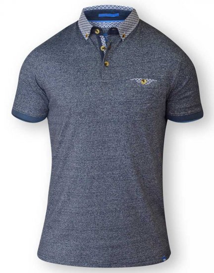 D555 DIEGO Short Sleeve Twist Polo Navy - Polo majice - Muške Polo Majice Veliki Brojevi