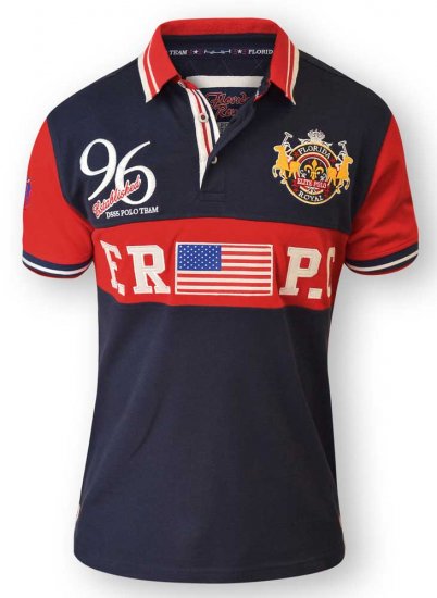D555 ARYAN Florida Royal Racing Polo Navy/Red - Polo majice - Muške Polo Majice Veliki Brojevi