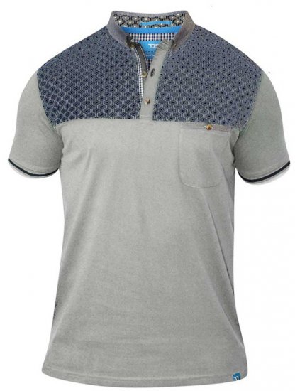 D555 MAURICE Top Paneled Short Sleeve Polo Grey - Polo majice - Muške Polo Majice Veliki Brojevi