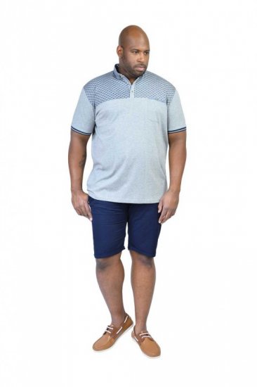 D555 MAURICE Top Paneled Short Sleeve Polo Grey - Polo majice - Muške Polo Majice Veliki Brojevi