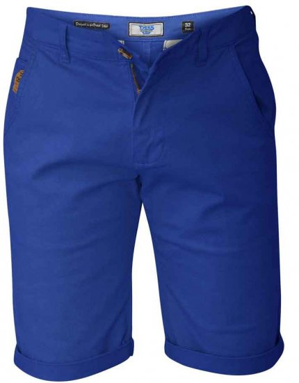 D555 COLTEN Stretch Cotton Chino Shorts Blue - Kratke hlače - Muške Kratke Hlače Veliki Brojevi 