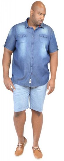 D555 DESTIN Twin Pocket Short Sleeve Vintage Denim Shirt - Košulje - Muške Košulje Veliki Brojevi