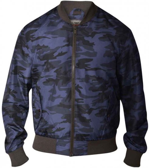 D555 CAMO Lined Camouflage Bomber Jacket Navy - Jakne - Muške Jakne Veliki Brojevi