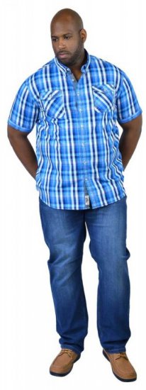 D555 EMANUEL Short Sleeve Turq & Blue Shirt - Košulje - Muške Košulje Veliki Brojevi