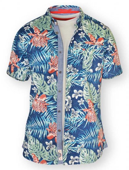 D555 ENRIQUE Short Sleeve Hawaiian Leaf Shirt & T-shirt Combo - Košulje - Muške Košulje Veliki Brojevi