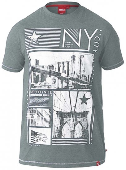 D555 RUEBEN NY City Print T-Shirt Khaki - Majice Kratkih Rukava - Muške Majice Kratkih Rukava Veliki Brojevi 