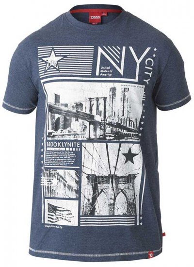 D555 RUEBEN NY City Print T-Shirt Denim - Majice Kratkih Rukava - Muške Majice Kratkih Rukava Veliki Brojevi 