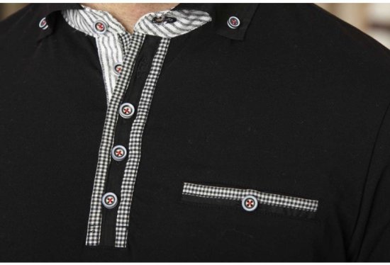 D555 SWANN Short Sleeve Stretch Polo Black - Polo majice - Muške Polo Majice Veliki Brojevi