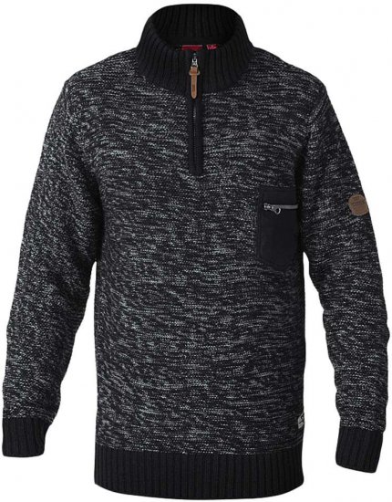 D555 REMINGTON Sweater With Woven Zipper Chest Pocket Black/Charcoal - Puloveri & dukserice - Muške Puloveri & dukserice veliki brojevi