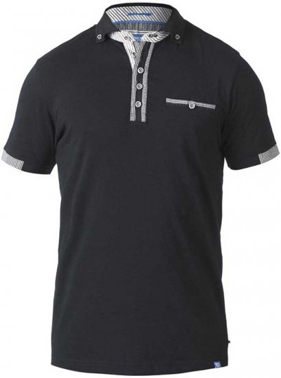 D555 SWANN Short Sleeve Stretch Polo Black - Polo majice - Muške Polo Majice Veliki Brojevi