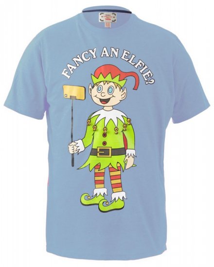 D555 Fancy an Elfie T-shirt Blue - Majice Kratkih Rukava - Muške Majice Kratkih Rukava Veliki Brojevi 