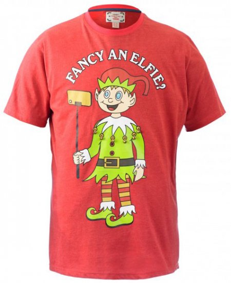 D555 Fancy an Elfie T-shirt Red - Majice Kratkih Rukava - Muške Majice Kratkih Rukava Veliki Brojevi 