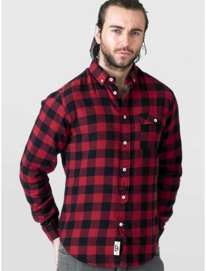 D555 Lawton LS Flannel Shirt Red - Košulje - Muške Košulje Veliki Brojevi