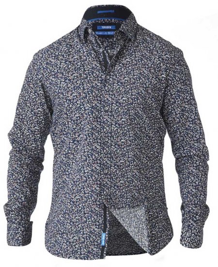 D555 Radcliff LS Printed Shirt Navy - Košulje - Muške Košulje Veliki Brojevi