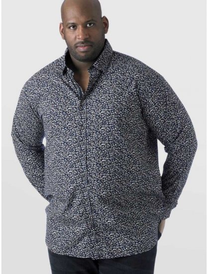 D555 Radcliff LS Printed Shirt Navy - Košulje - Muške Košulje Veliki Brojevi