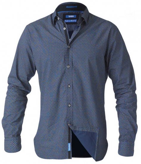 D555 Scott LS Printed Shirt Blue - Košulje - Muške Košulje Veliki Brojevi