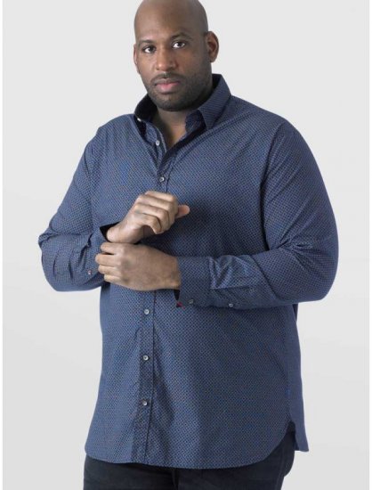 D555 Scott LS Printed Shirt Blue - Košulje - Muške Košulje Veliki Brojevi