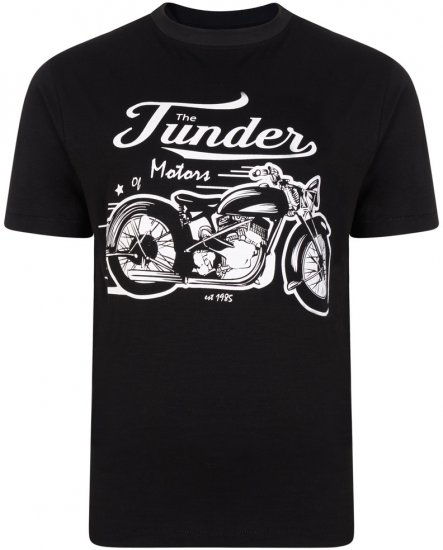 Kam Jeans 5104 Thunder Motors T-shirt Black - Majice Kratkih Rukava - Muške Majice Kratkih Rukava Veliki Brojevi 