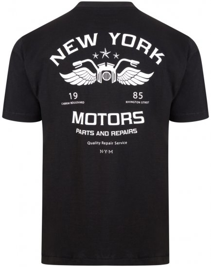 Kam Jeans 5106 NY Motors T-shirt Black - Majice Kratkih Rukava - Muške Majice Kratkih Rukava Veliki Brojevi 